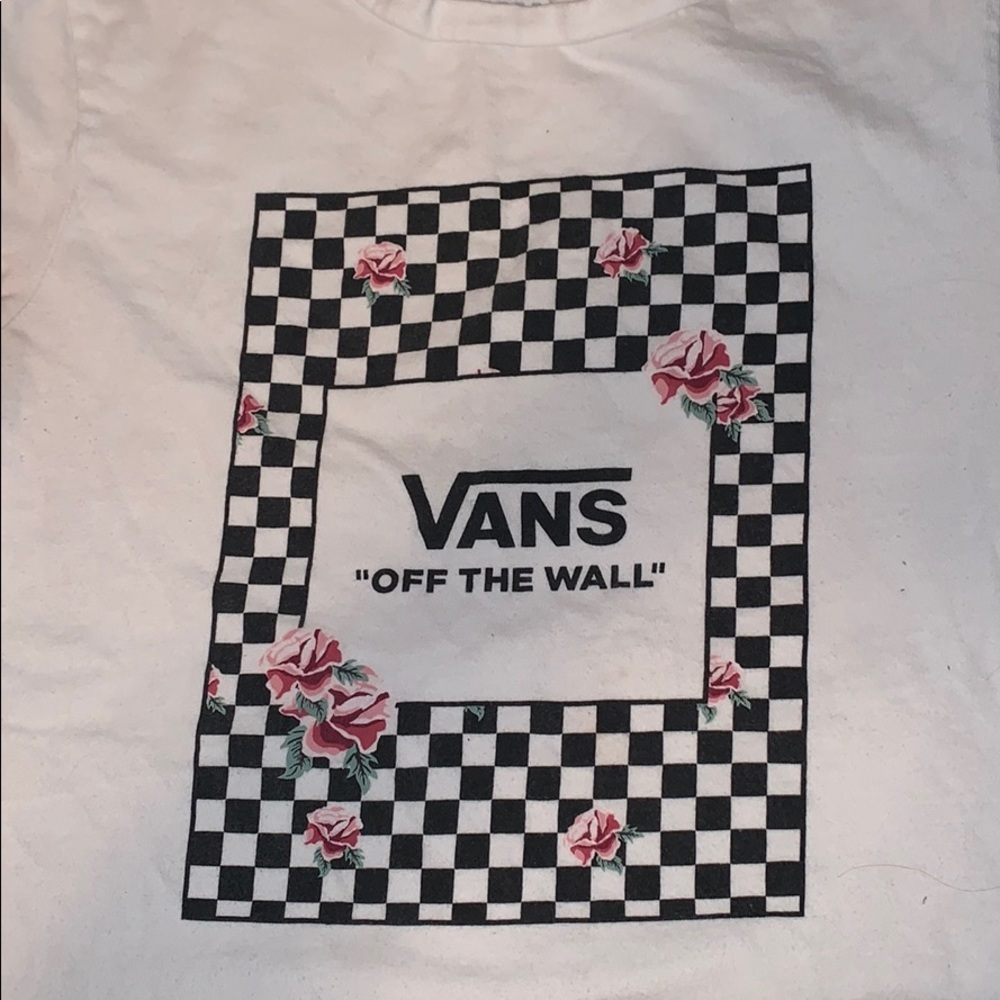 vans “off the wall” white graphic design t-shirt